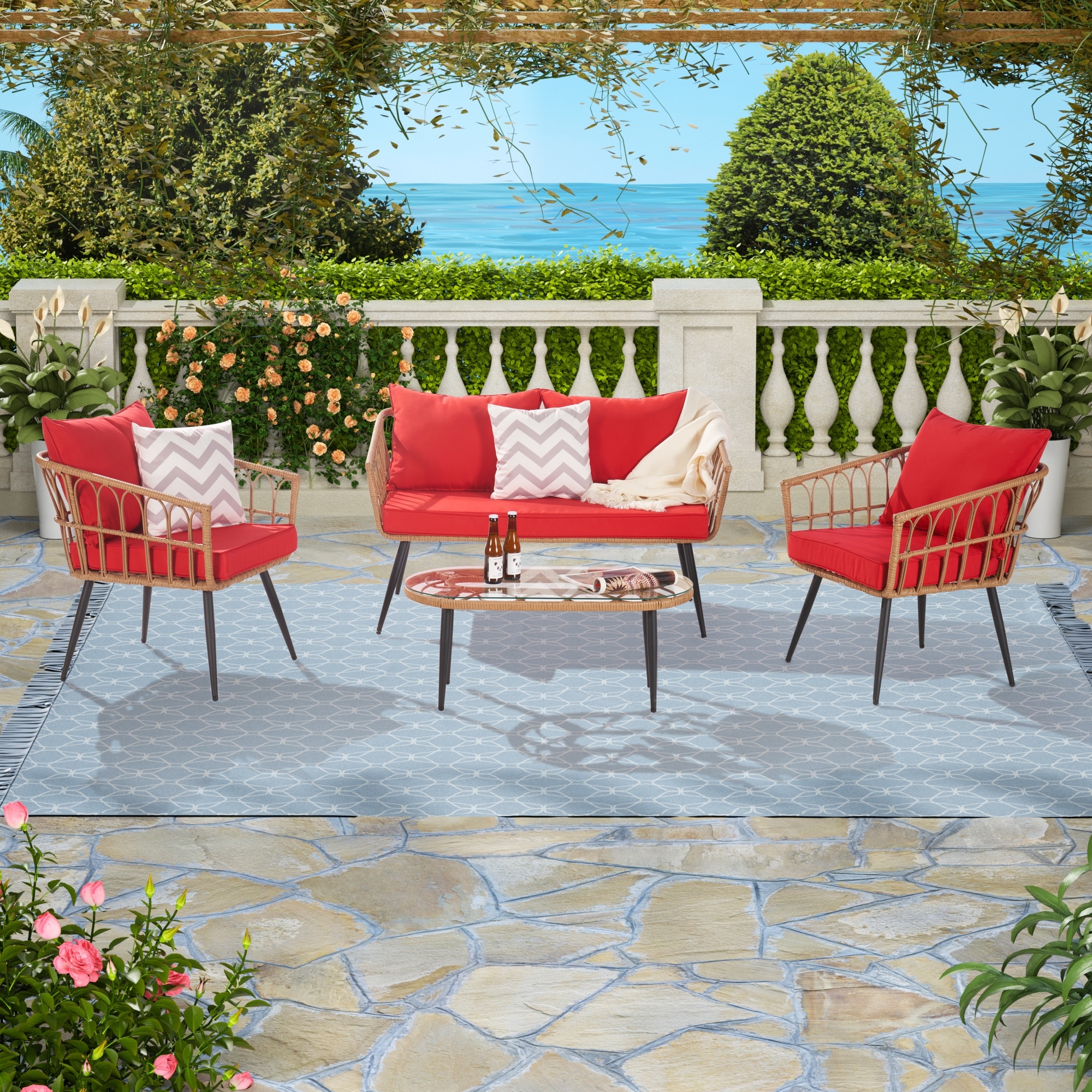 Grey rattan garden 2025 sofa